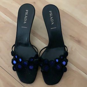 Beautiful Prada mules size 38 black and mirror really pretty